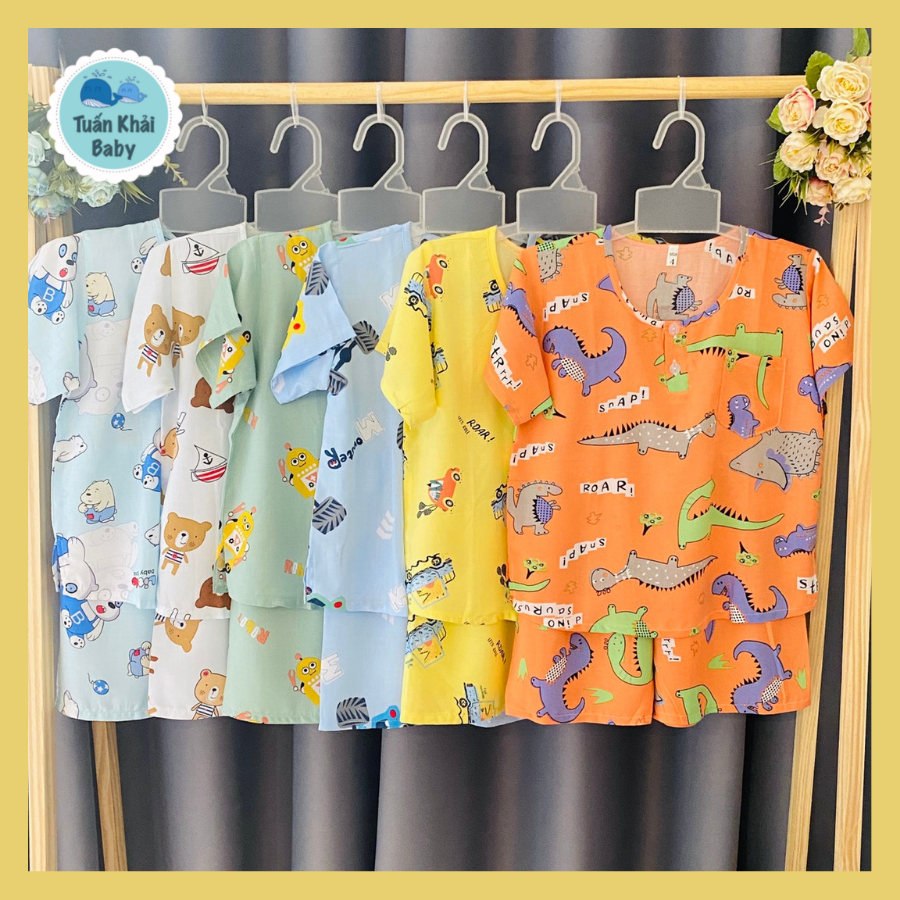 COMBO 3 bộ Quần áo Tole Lanh Bé Trai | Mẫu đùi Tay Ngắn cài 2 nút trước | Size 1-16 cho bé 5-55kg | Hàng Việt Nam chất lượng