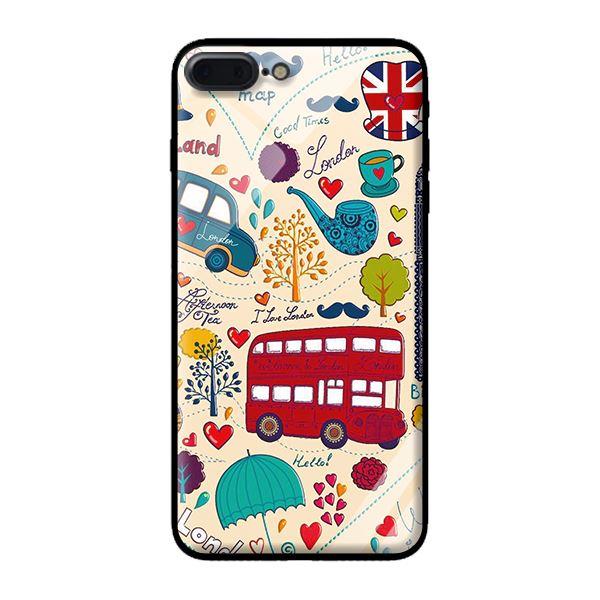 Ốp kính cường lực cho iPhone 8 Plus Họa Tiết Xe Buýt - Hàng chính hãng