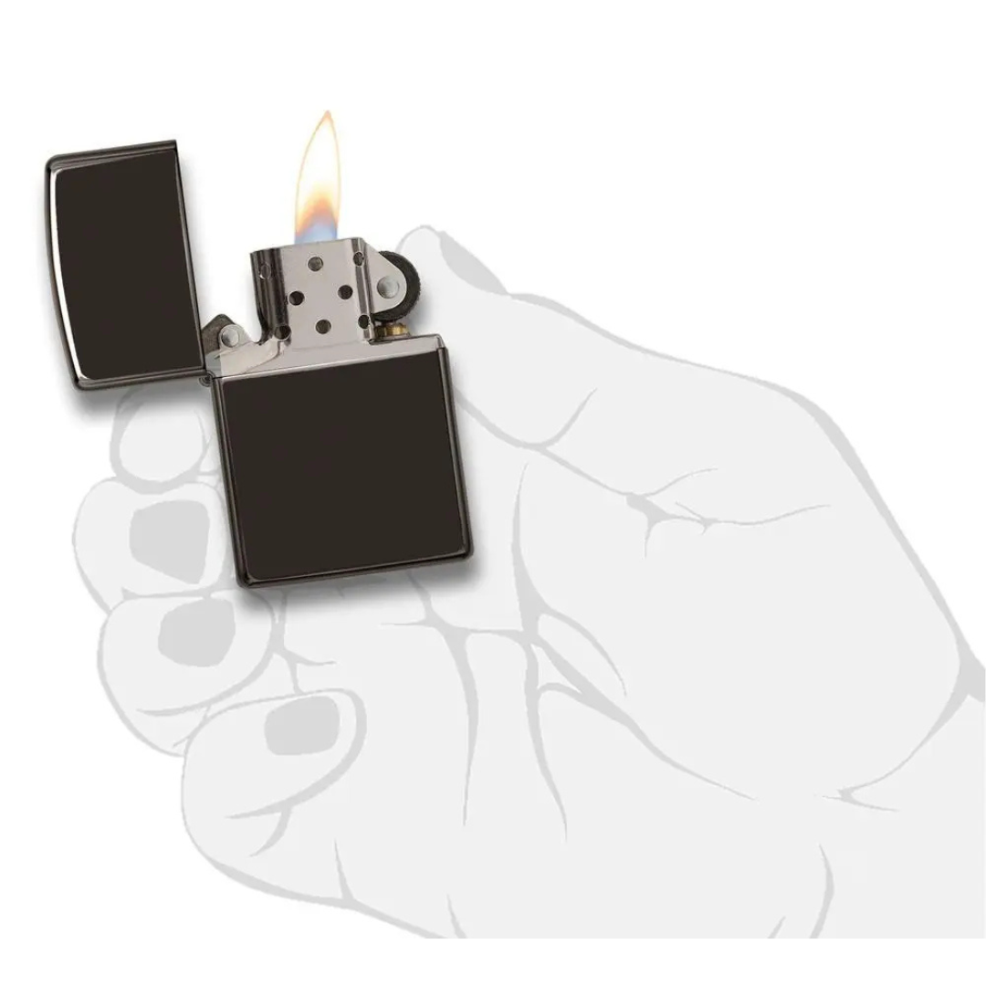 Bật lửa Zippo High Polish Black - Dòng Mạ Đen Bóng Gương Chính Hãng Mỹ, Vỏ Đồng Thau Sang Trọng, Chống Gió Cao Cấp