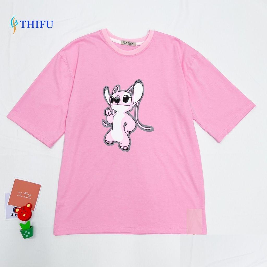 Áo Thun THIFU FASHION Tay Lỡ Hoạ Tiết Hình Stitch Dễ Thương- Chất Liệu Cotton, Thấm Hút Tốt Phù Hợp Cho Cả Nam Và Nữ