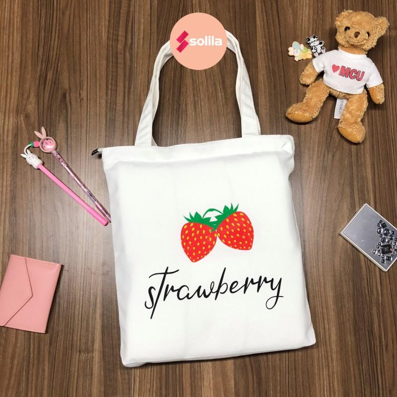 Túi tote bag vải canvas mềm đẹp có khóa và túi phụ cho bạn nữ đi học đi làm thời trang hàn quốc