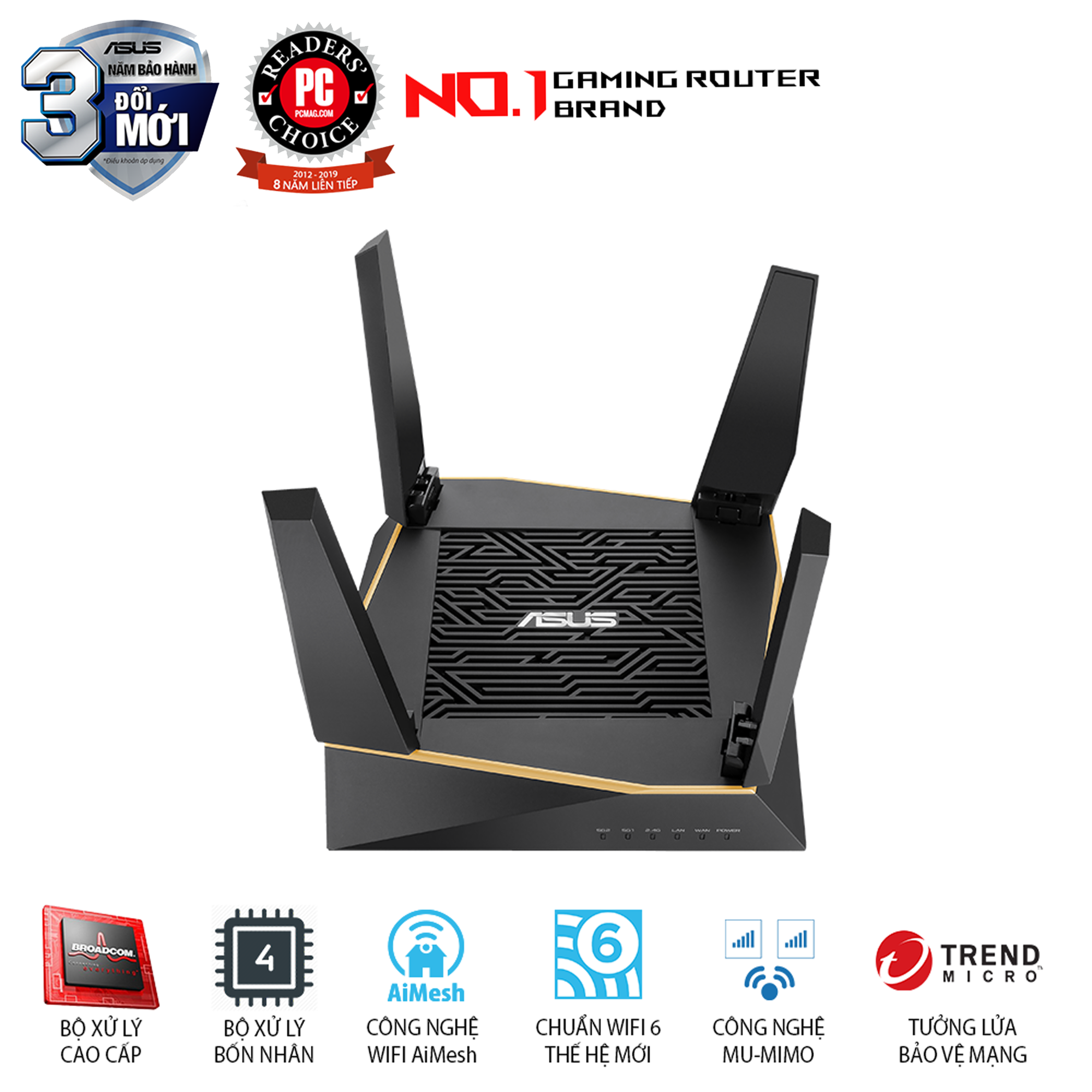 Router Wifi Mesh Asus RT-AX92U 3 Băng Tần AX6100 - Hàng Chính Hãng