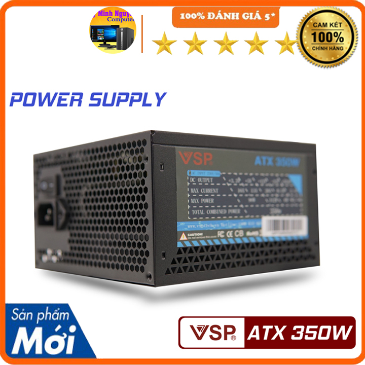 Nguồn máy tính công suất thực VSP ATX 350W 4+4pin, 6+2pin Hàng chính hãng