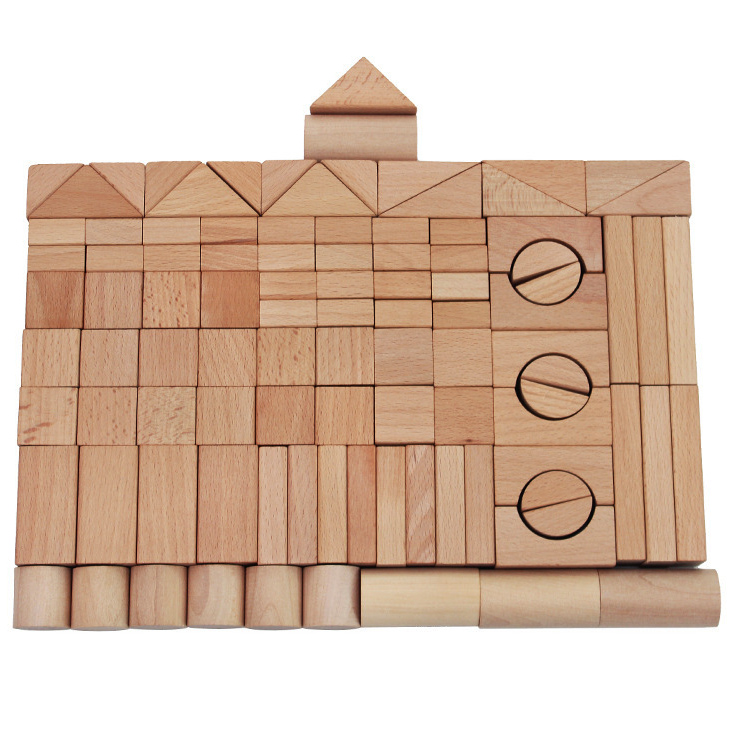Đồ Chơi Gỗ Skids - Bộ khối xây dựng màu gỗ 100pcs, cho bé thỏa sức tưởng tượng và sáng tạo