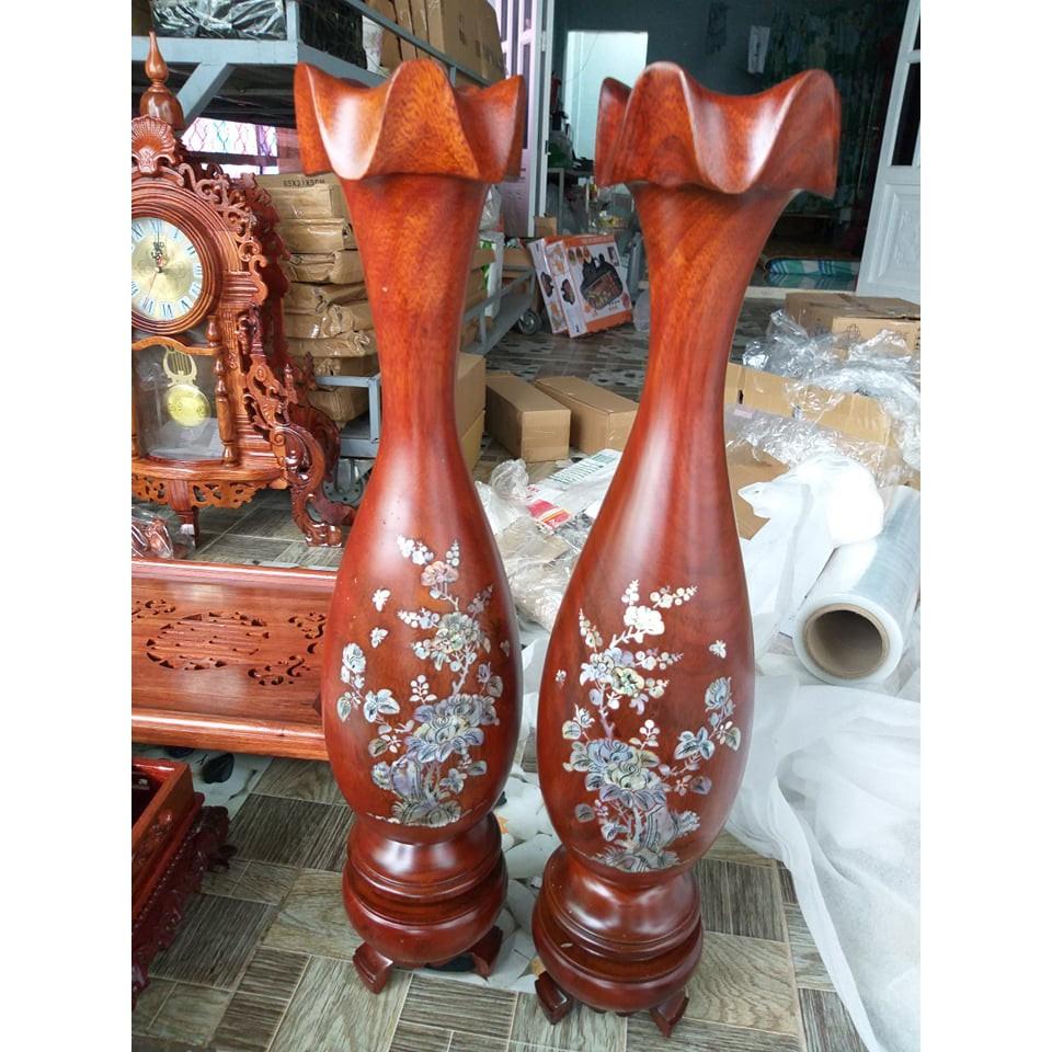 Cặp lộc bình gỗ Hương 60cm