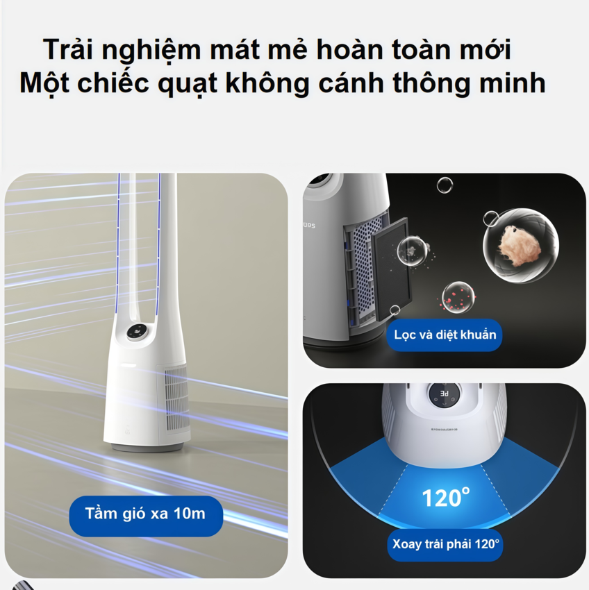HÀNG CHÍNH HÃNG - Quạt không cánh kiêm lọc không khí 2 trong 1, serial 3000. Thương hiệu Hà Lan cao cấp Philips - ACR3146BF/93