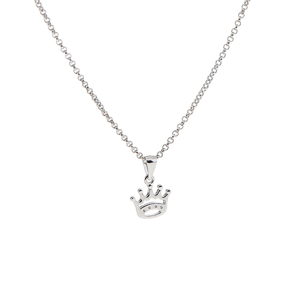 Elegant Women Princess Crown Tiara Charming Pendant Silver Necklaces
