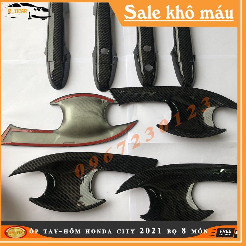 Bộ ốp tay và hõm cửa dành cho Honda City 2021 vân cacbon chống xước siêu đẹp và bền bỉ với thời gian