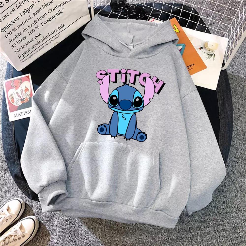ÁO HOODIE NỈ UNISEX NAM NỮ IN STITCH CÓ KÈM CLIP THẬT