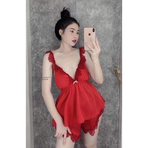 Đồ ngủ sexy nữ gợi cảm, Đồ bộ nữ cao câp ren sexy có mút ngực tăng đơ điều chỉnh