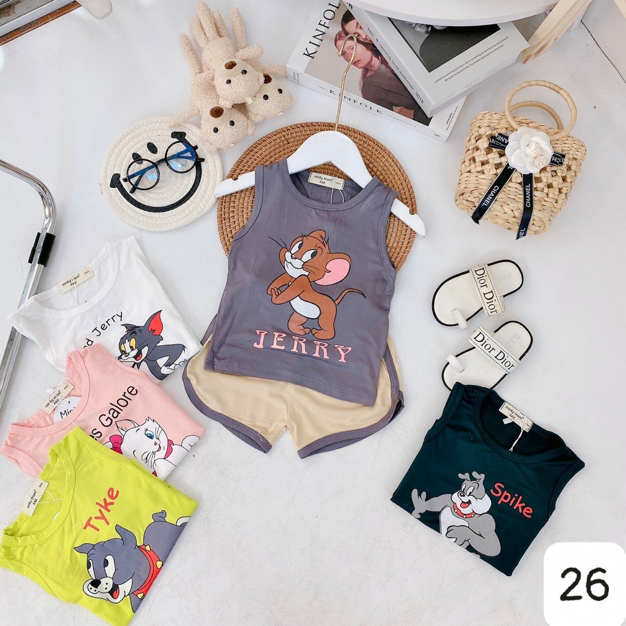 Bộ Ba lỗ THUN LẠNH MINKY MOM &amp; MINLY BABY In Hình Toàn Thân Dễ Thương Cho Bé 25-32kg {Hàng chuẩn loại 1