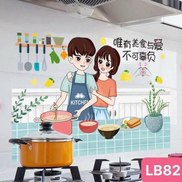 Giấy Dán Tường Nhà Bếp Cách Nhiệt Chống Dầu Mỡ, Chịu Nhiệt - Decal Dán Bếp Họa Tiết 3D