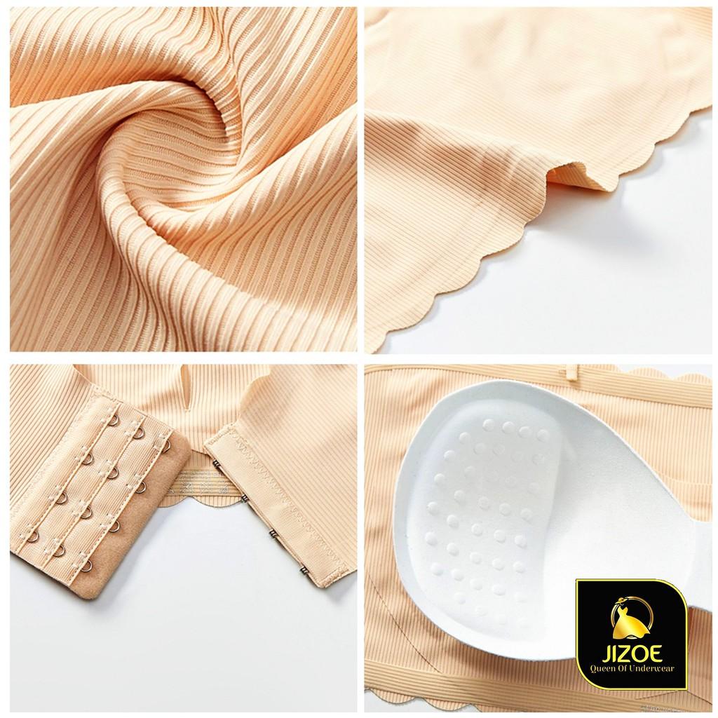 Áo Bra nữ quây hai dây Hàn Quốc cài sau gân tăm thông hơi thoáng mát co giãn nâng ngực Sexy gợi cảm JIZOE ALT59