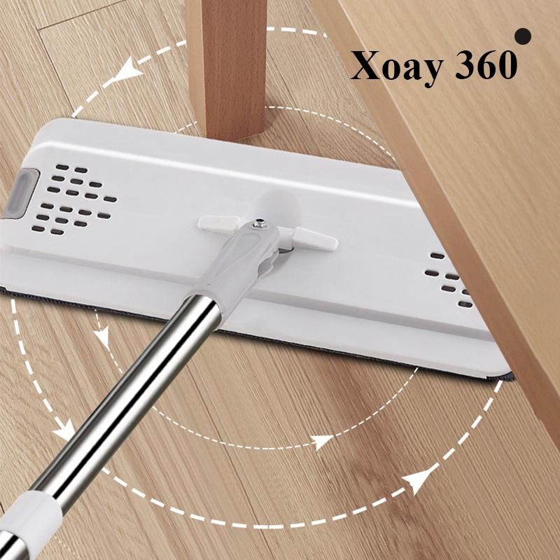 Bộ Cây Lau Nhà Chổi Lau Nhà Tự Vắt 360 Độ Chính Hãng Cao Cấp Tặng Kèm 2 Bông Lau Và Kẹp Chổi Dán Tường