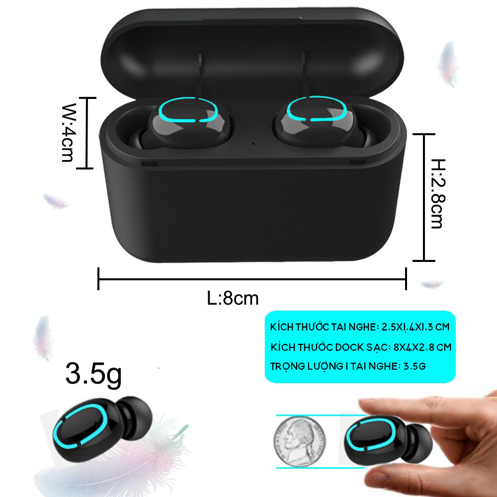 Earphone WlRELESS 5.0 HBQ - Nhập Trung Quốc - Tặng Móc Chìa Khoá LAVATINO Chính Hãng