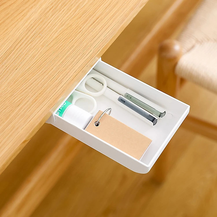 Hộc Ngăn Kéo Bàn Mini Có Keo Dán Để Văn Phòng Phẩm, Lưu Trữ Đồ Tiện Ích - Hàng Chính Hãng