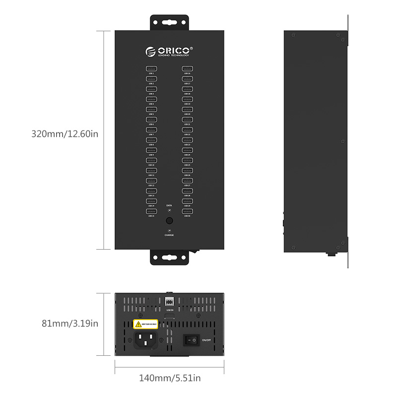 Bộ Chia USB HUB Orico IH30P-EU-BK 30 Cổng USB 2.0 - Hàng Chính Hãng