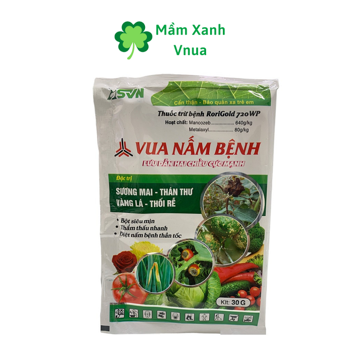 Vua Nấm Bệnh - Sương Mai, Thán thư, Vàng Lá, Thối Rễ - Gói 30Gr