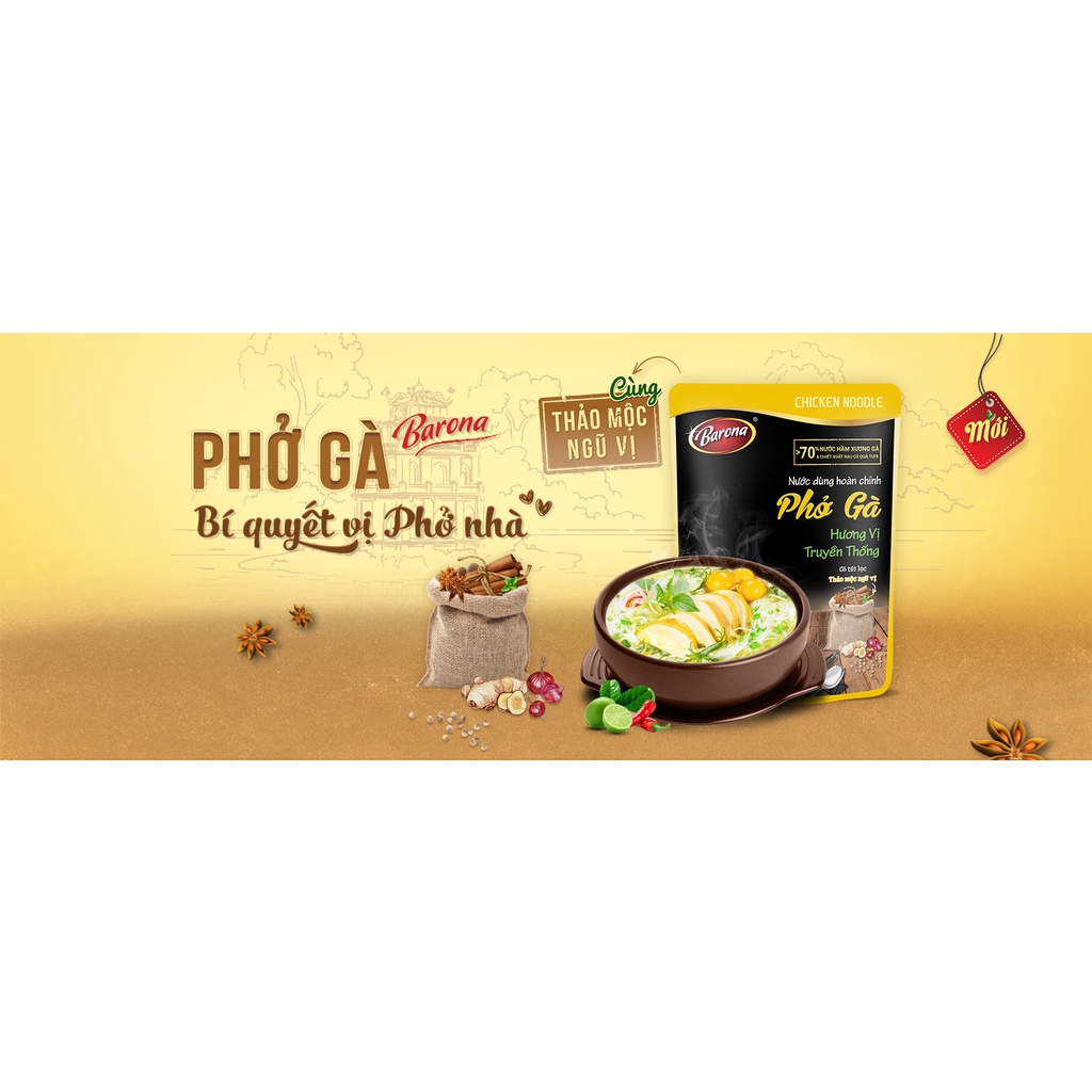 Nước Dùng Phở Gà Barona 145g tươi ngon chuẩn vị không cần nêm nếm