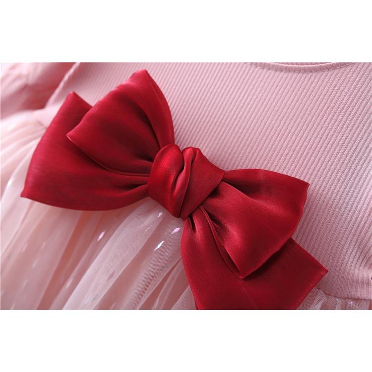 [98:H26] Váy voan tay bồng đính nơ hàng Quảng Châu cao cấp cho bé gái