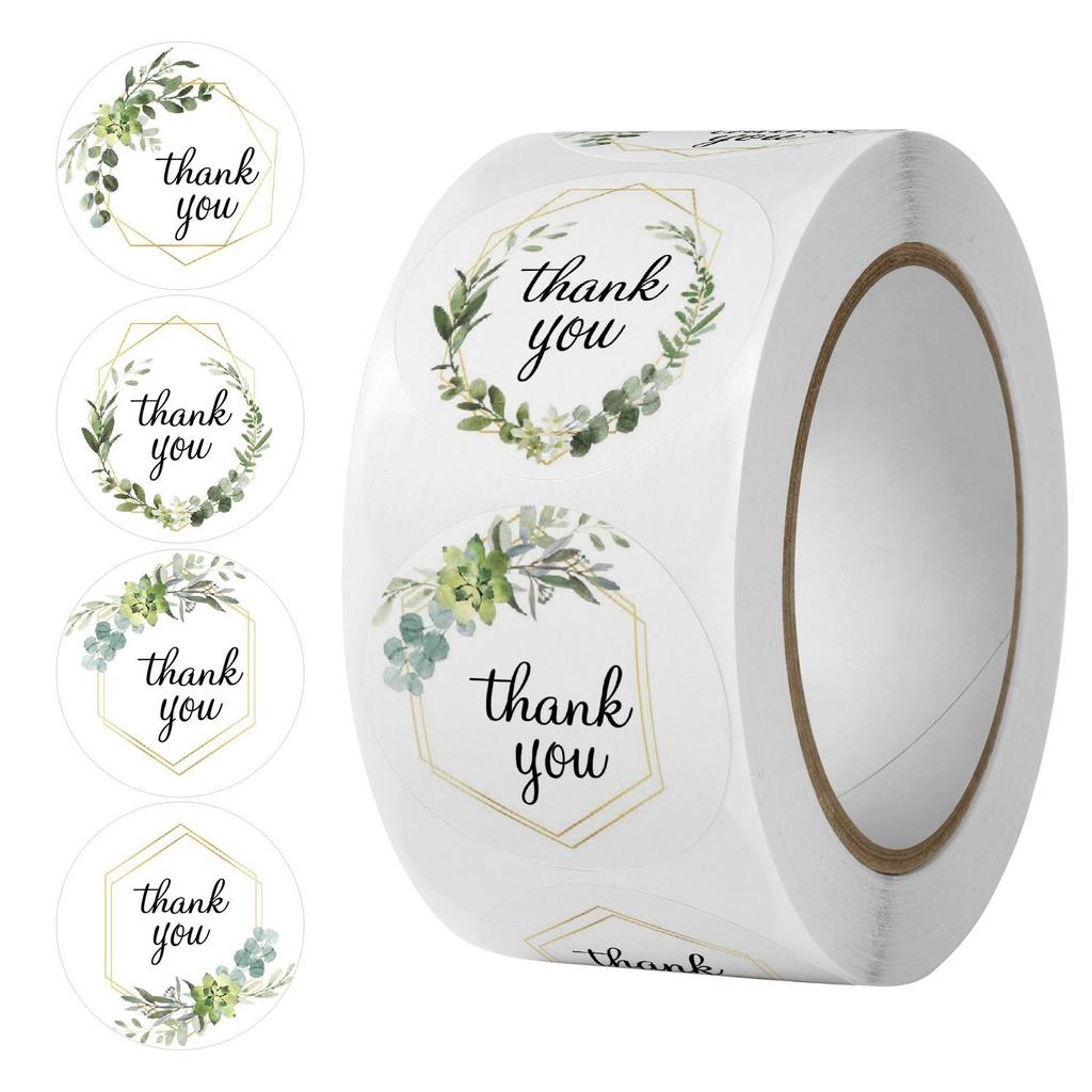 Cuộn 500 stick dán nhãn Thank you sticker cảm ơn decal dán trang trí sổ handmade gói quà STICK024