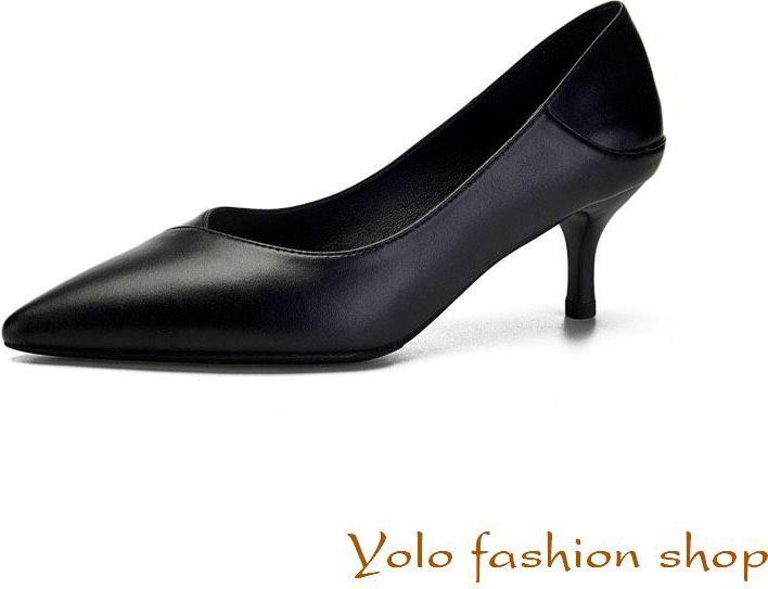 Giày cao gót nữ da mềm gót nhọn dẫm gót 5cm hàng Quảng Châu cao cấp CC01