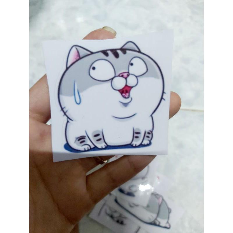 Tem Decal BST Mèo Ú 2 Dán Xe, Nón, Điện Thoại