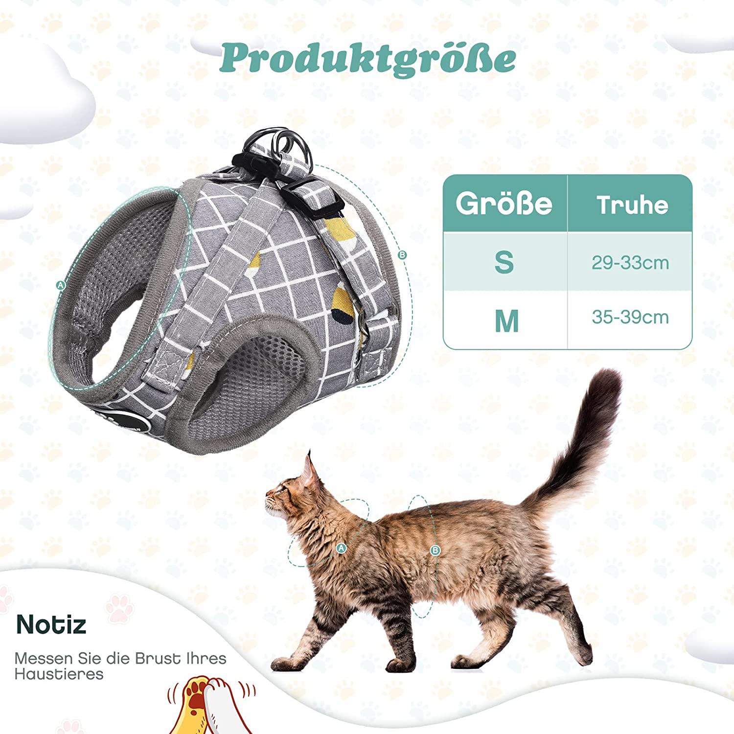 Dây đai chống thoát hiểm cho mèo Dây đai cho chó con có thể điều chỉnh Dây đai cho mèo con có dây xích Dây đai cho chó có áo vest sọc Dây lưới thoáng khí cho mèo Chó nhỏ-M