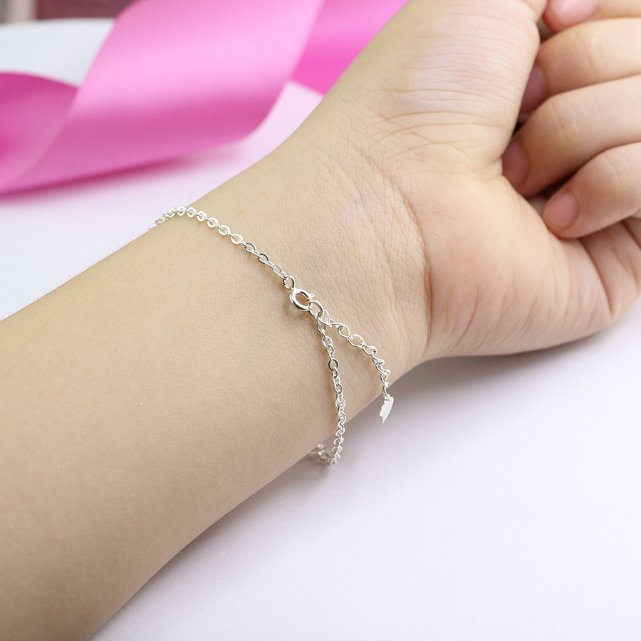 Vòng tay bạc nữ đẹp, lắc tay bạc nữ 925 hình trái tim LTN0086