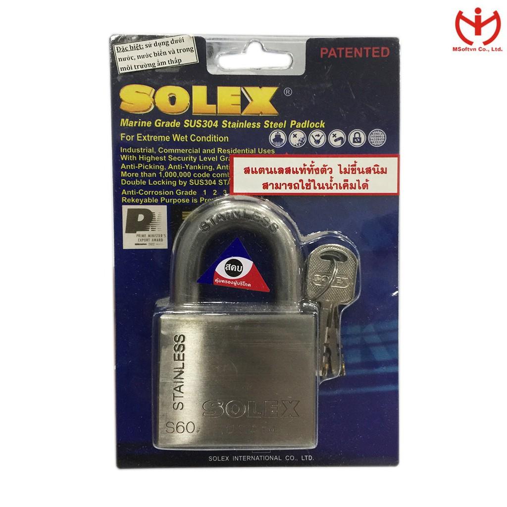 Khóa Solex S60 inox SUS 304 thân rộng 61mm - MSOFT