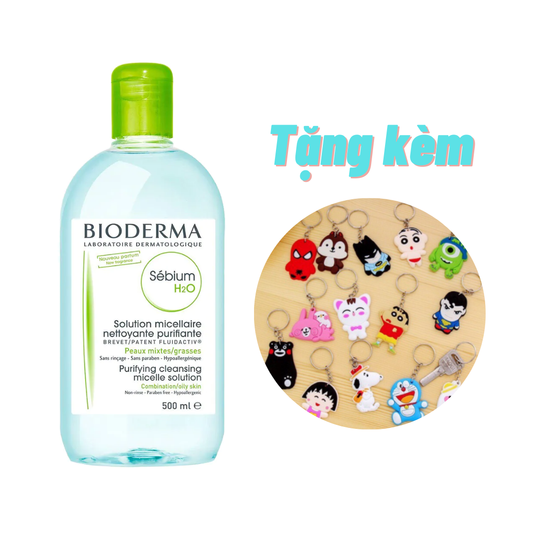 Nước Tẩy Trang Dành Cho Da Dầu Mụn BIODERMA Sébium H2O 500ml + Tặng 1 Móc Khóa Nhựa 2 Mặt