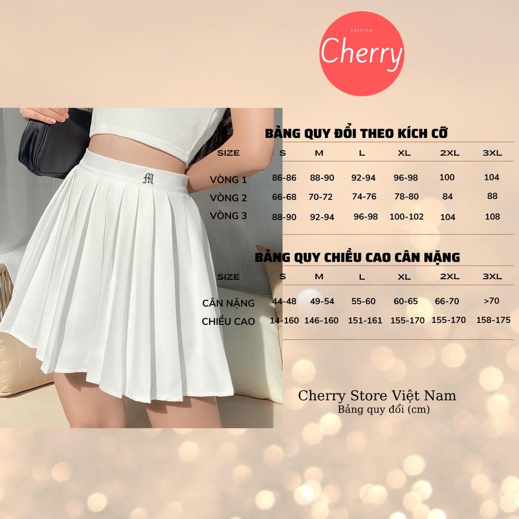 Chân váy ngắn xếp ly hai lớp phong cách CHERRY chân váy tennis xòe kiểu xếp li âu mỹ V048
