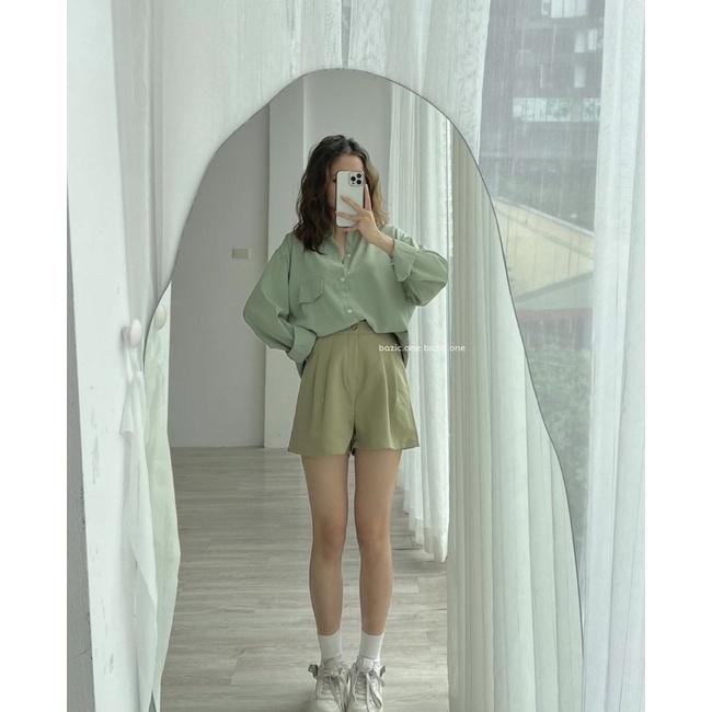 Sơmi đuôi tôm cách điệu dáng rộng oversize