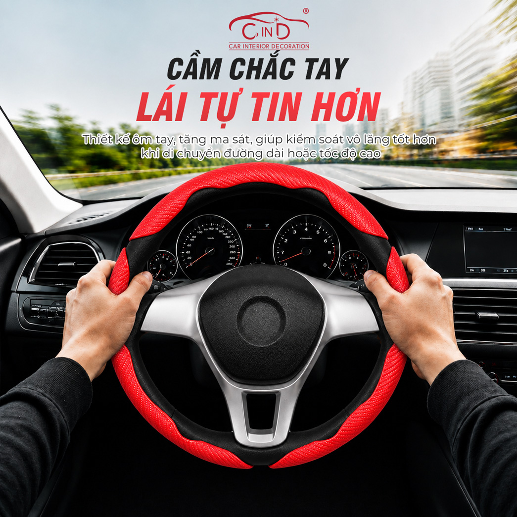 Ốp Bọc Vô Lăng CIND Carbon Nhám Thể Thao Mỏng Nhẹ Chống Trượt Phù Hợp Nhiều Dòng Xe