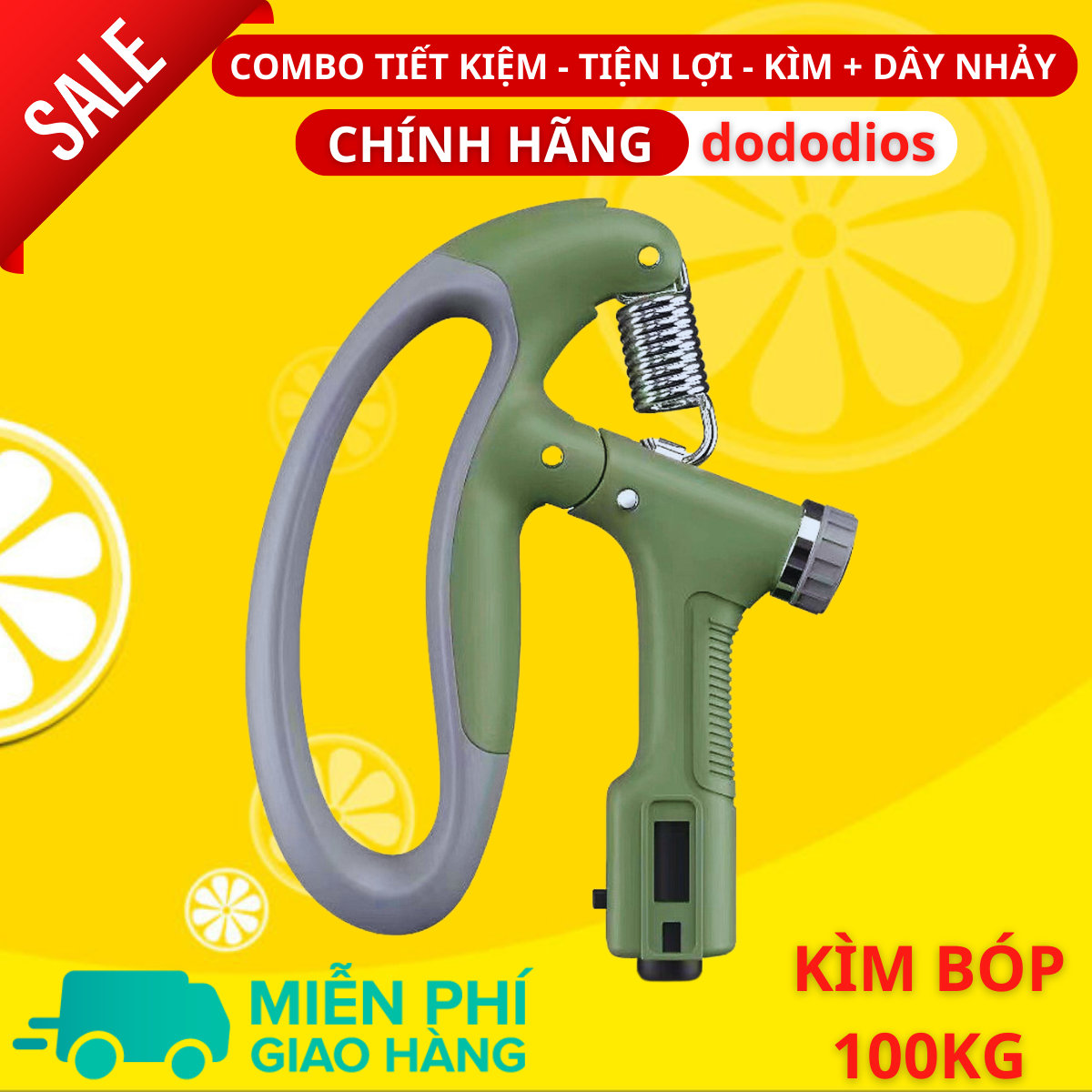 combo kìm bóp tay dây nhảy lõi thép - kìm 60kg 100kg và 120kg - màn hình điện tử đếm số - Hàng Chính Hãng dododios