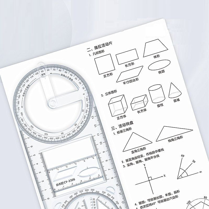 Thước kẻ đa năng hình học xoay 360 độ CY-3306 (Thước đo nhiều hình xoay 3306)