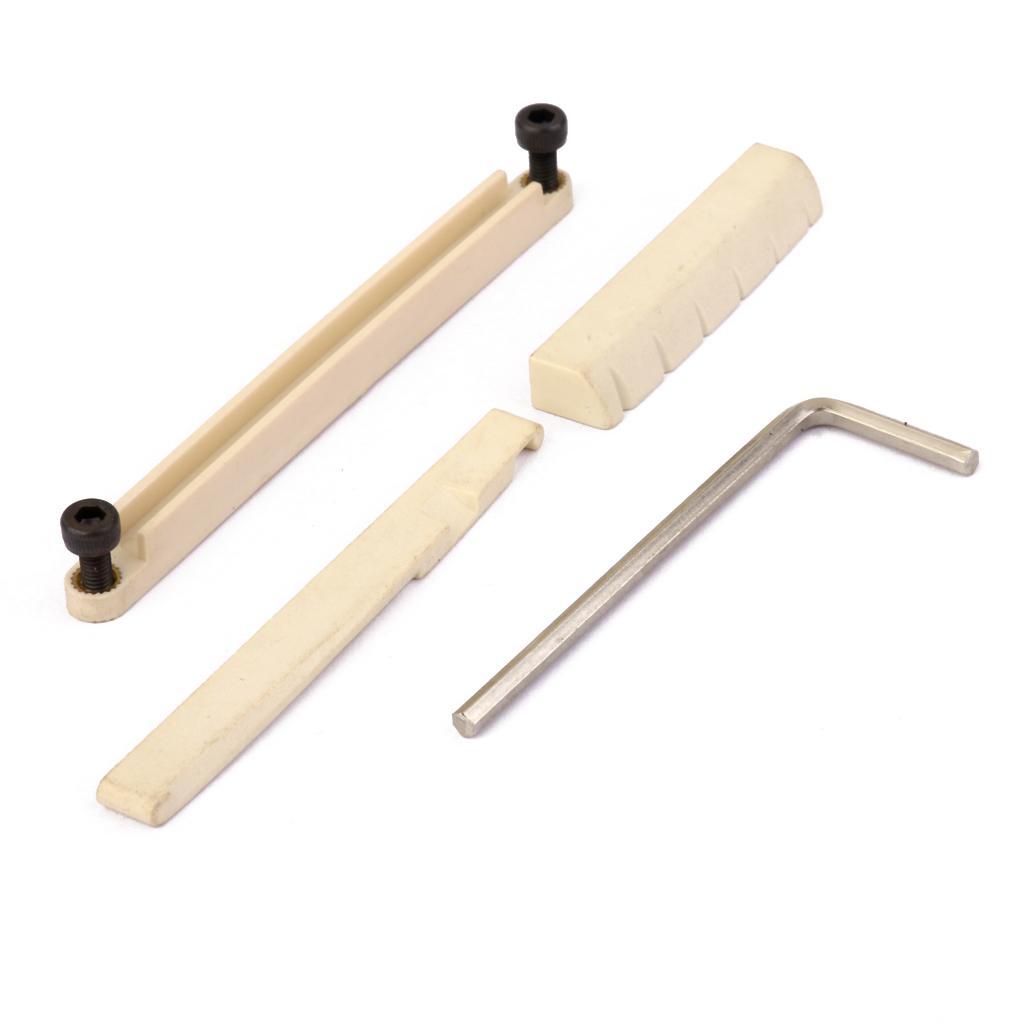1 Set Of Bridge Saddle And Slotted Nut For 6 String Acoustic Guitar
