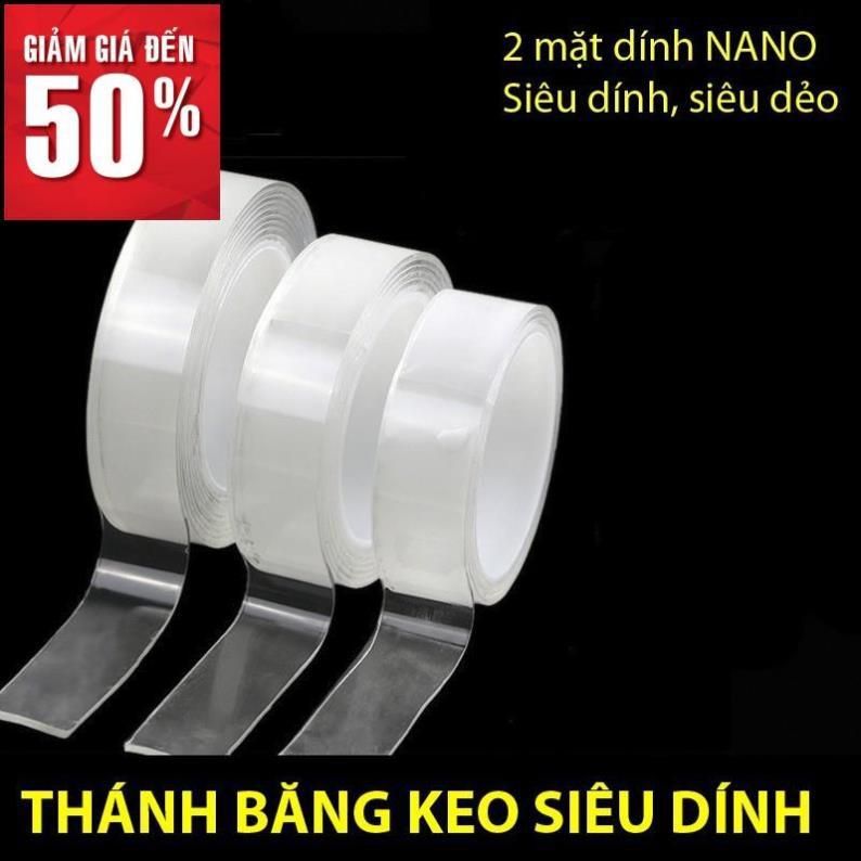 Băng keo 2 mặt đa năng siêu dính chắc bản 3m silicon trong suốt dán hai tường, Cố định ổ cắm điện...Dễ dàng làm sạch