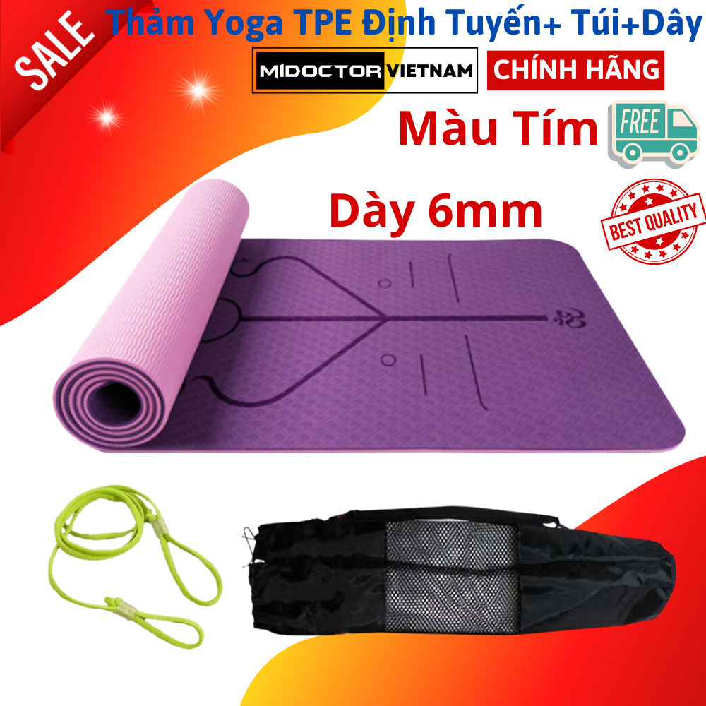 Thảm Tập Yoga Định Tuyến TPE 2 Lớp – Chọn Màu – Chọn Độ Dày + Bao Thảm Tập Yoga + Dây Buộc Thảm Tập Yoga Chính Hãng miDoctor