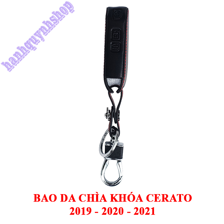 Bao da chìa khóa Creato 2019 2020 2021 màu đen chỉ đỏ tặng kèm móc