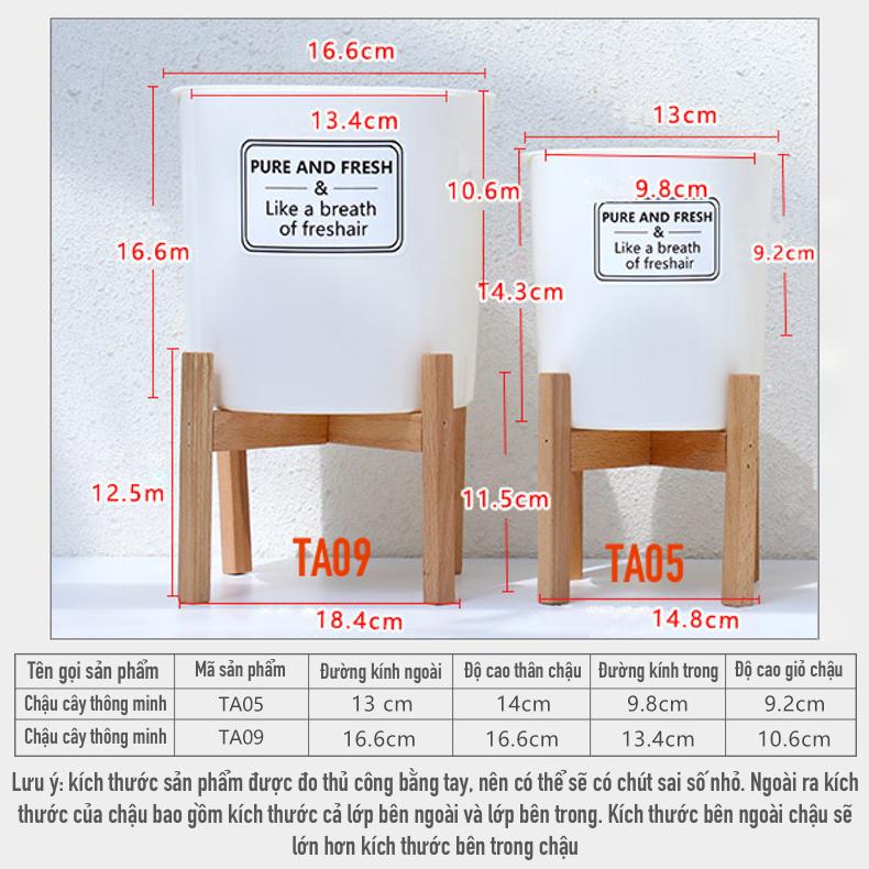 Chậu trồng cây tự tưới Oliz TA0 màu trắng - Thiết kế 2 lớp, có khả năng tự tưới nước cho cây