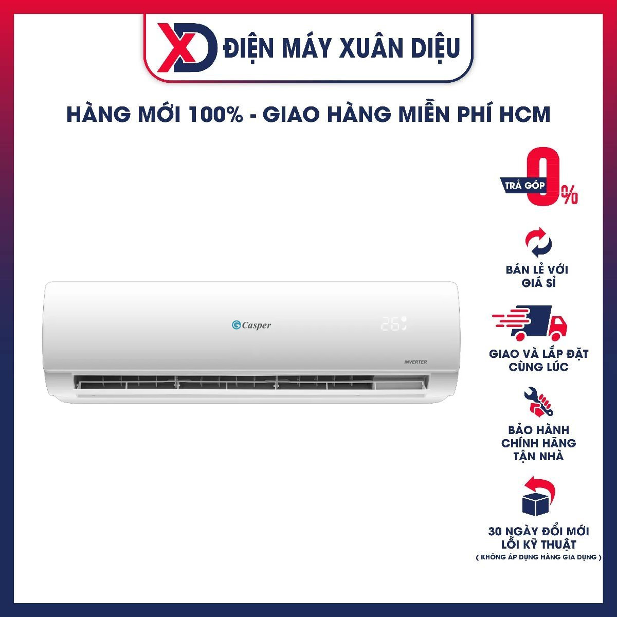 Máy lạnh Casper inverter 1.0HP MC-09IS33 (model 2022) - Hàng chính hãng ( Giao hàng toàn quốc )