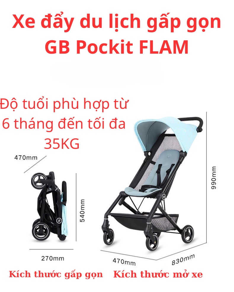 Xe đẩy du lịch gấp gọn GB POCKIT FLAM mẫu mới nhất