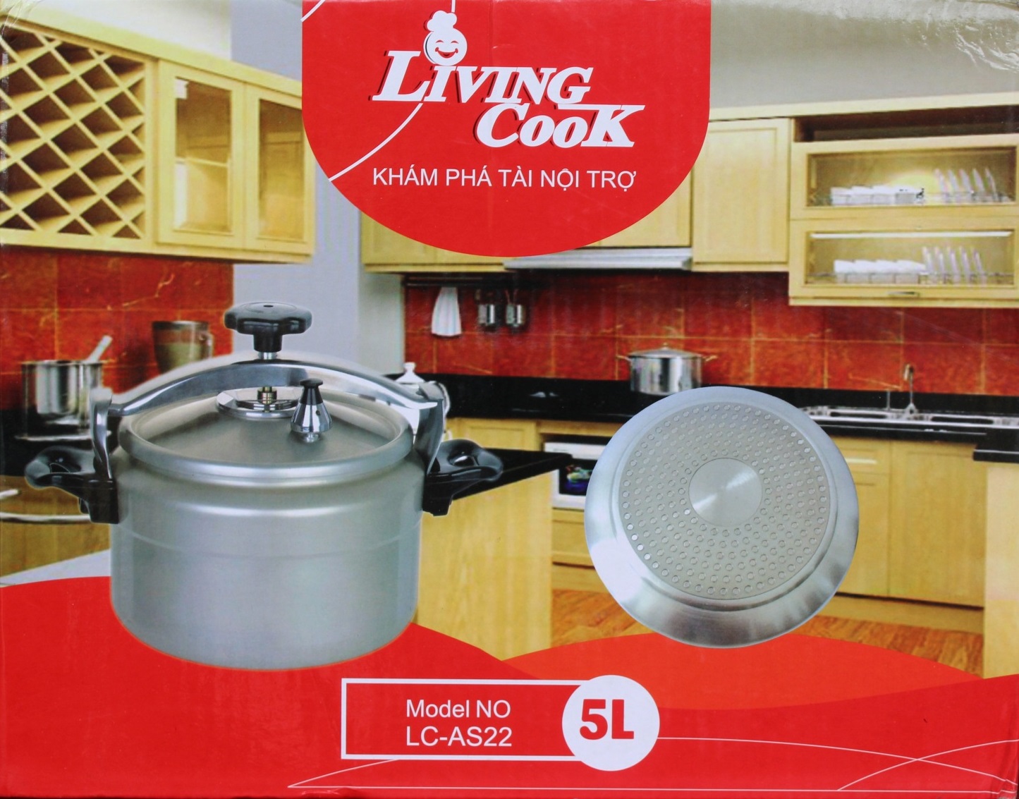 Nồi Áp Suất Cơ Anod Nhôm Đáy Từ Dùng Mọi Bếp Living Cook LC-AS22 (22cm - 5 lít) - Chính Hãng