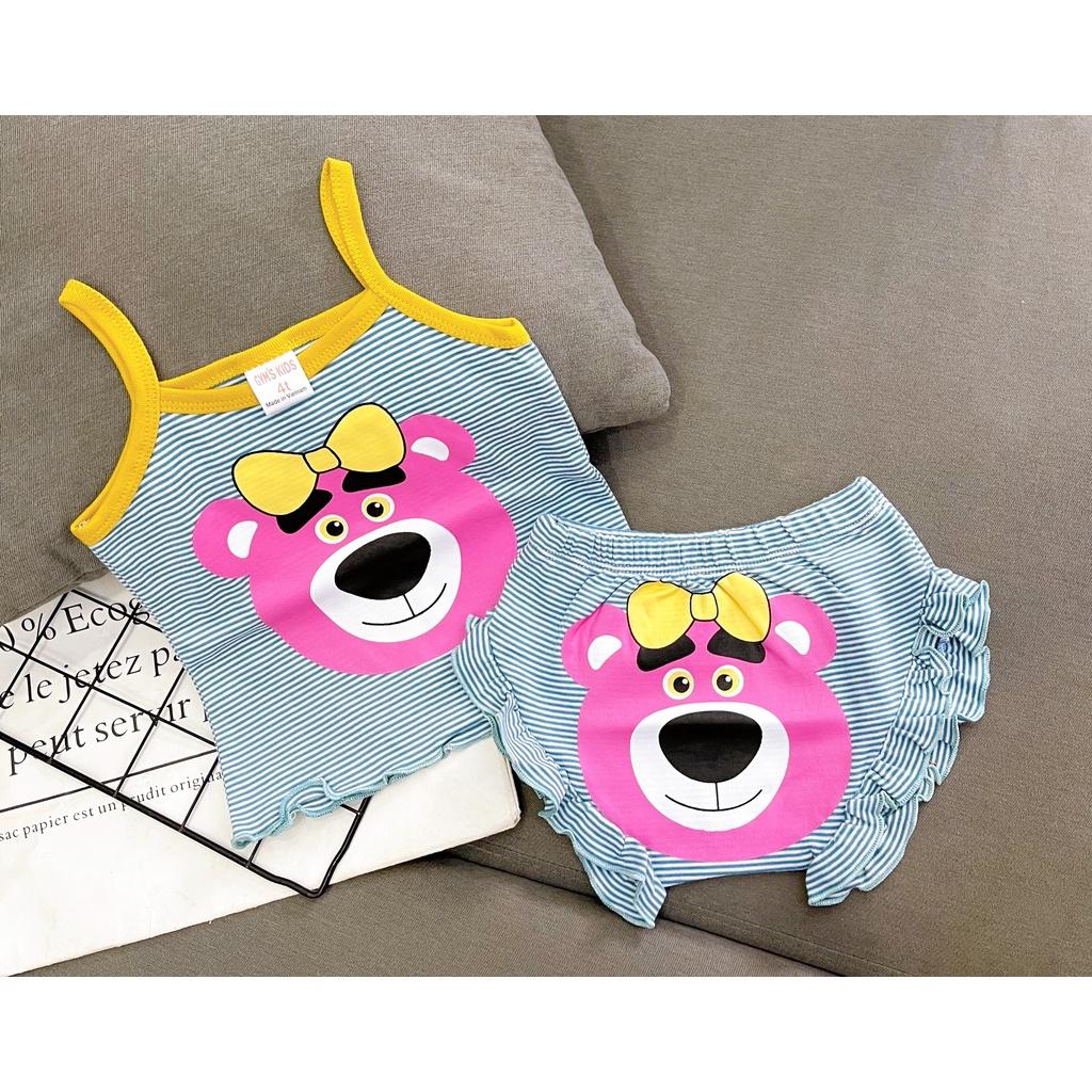 Bộ Chip 2 Dây cotton borip xuất in Hình siêu cưng cho Bé Gái, Đồ bộ mặc nhà, bộ hai dây