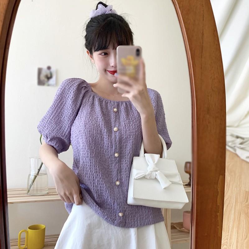 Áo Thun Nữ Tay Ngắn Màu Trơn Phong Cách Hàn Quốc