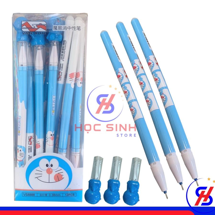 Hộp 12 Cây Viết Gel Xóa Được Doreamon Ngòi 0.38mm Vân Sơn Vs8888 ( Xanh, tím )