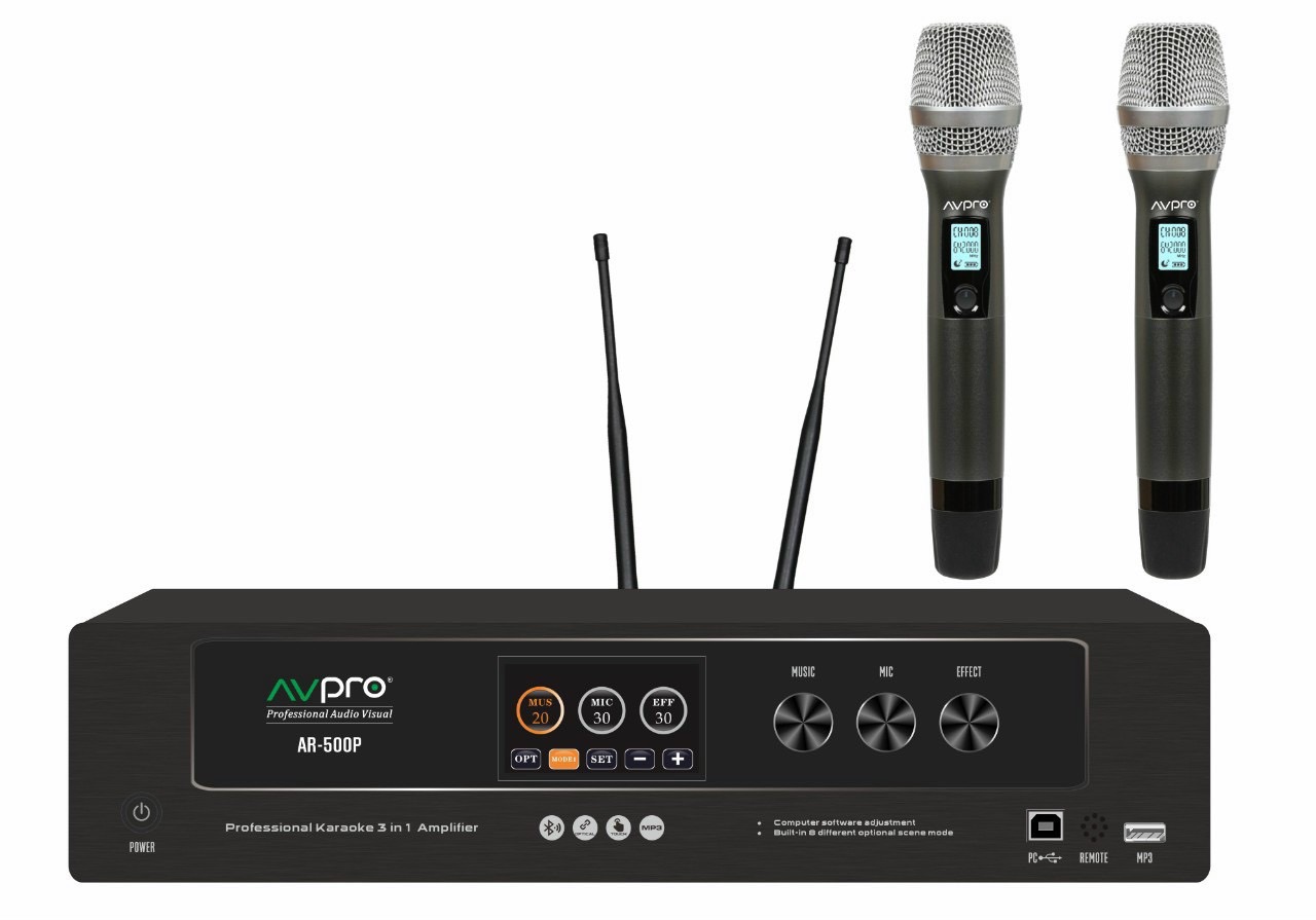 AVpro AR 500P - Amply kỹ thuật số 3 trong 1 Nghe nhạc hát karaoke siêu hay, màn cảm ứng, lập trình nhiều chế độ nhạc, hát - chống hú siêu tốt, cổng quang, bluetooth - Hàng chính hãng