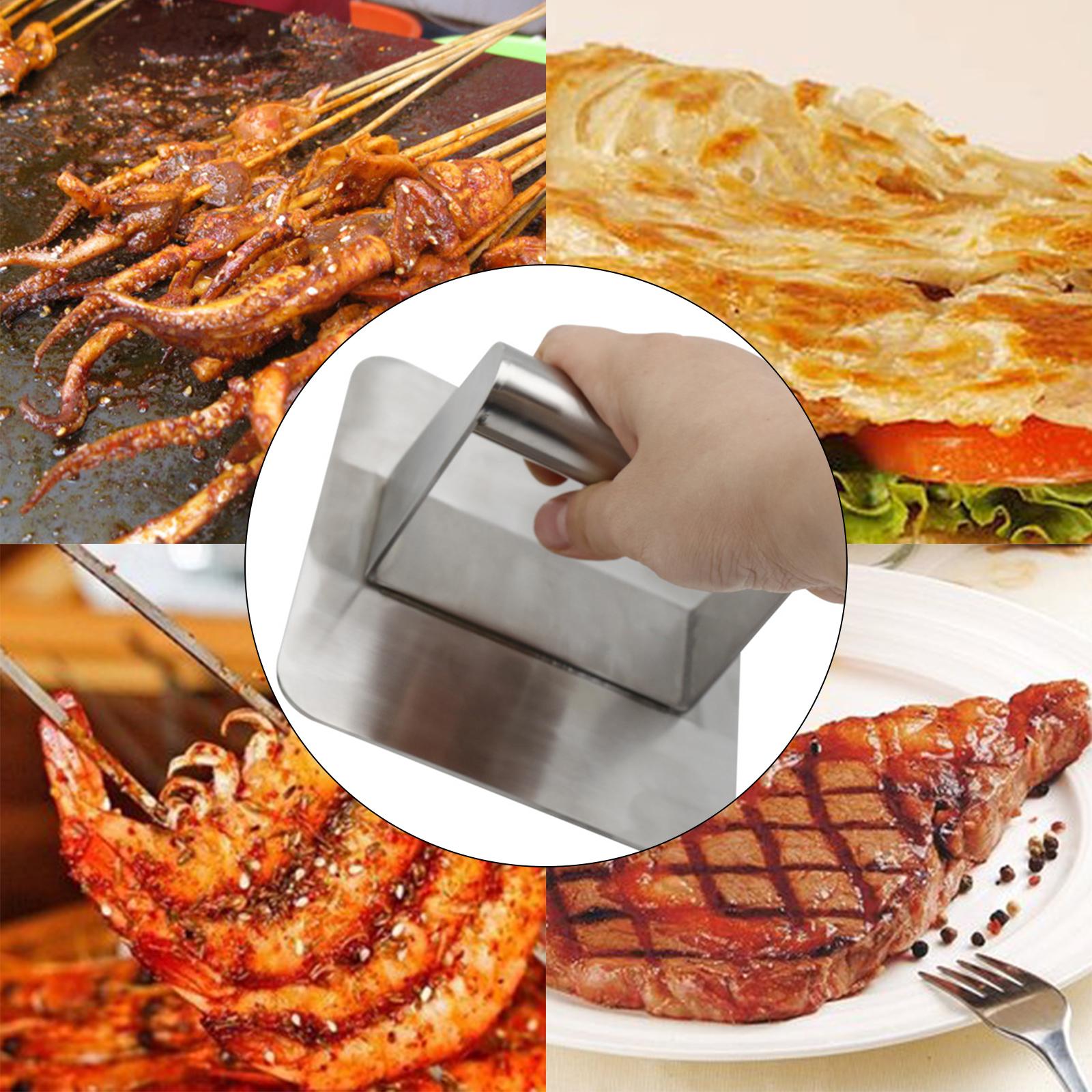 Grill Press 304 Stainless Steel 5.5” Bacon Presser Spatula Burger Press for Grill Cooking