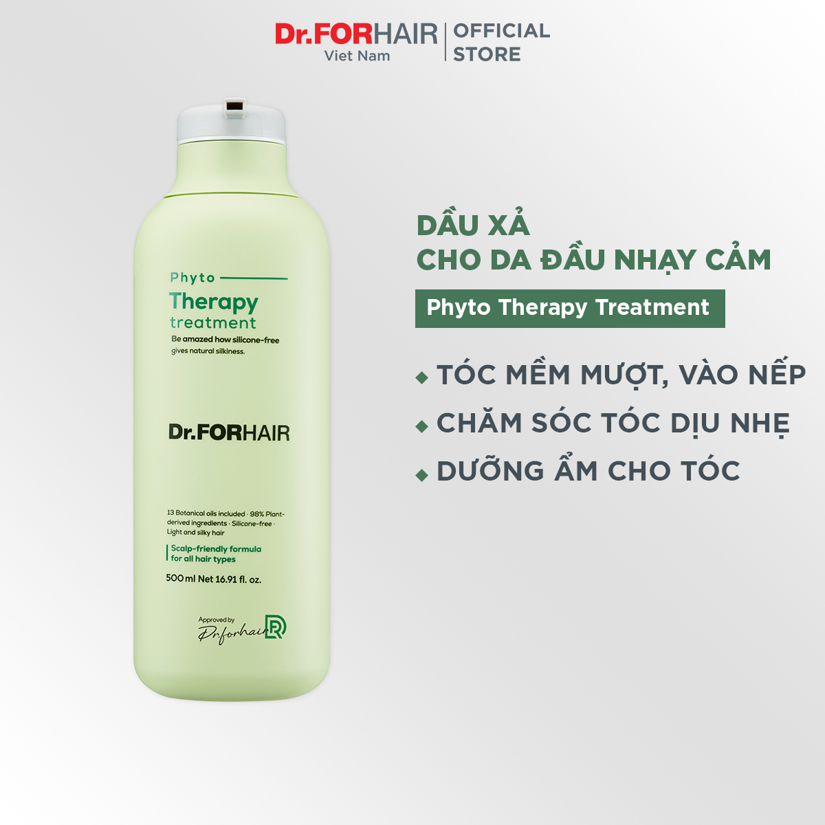 Dầu xả cho da nhạy cảm chiết xuất thực vật an toàn và dịu nhẹ Dr.FORHAIR Hàn Quốc Phyto Therapy Treament